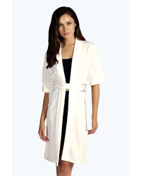 Boohoo Julia Belted Duster With Metal Trim