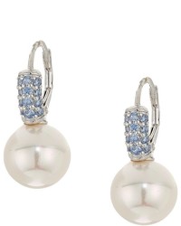 Majorica 10mm Pearl Blue Cz Sterling Silver Earrings Earring