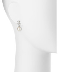 Majorica 10mm Round Pearl Cz Crystal Drop Earrings