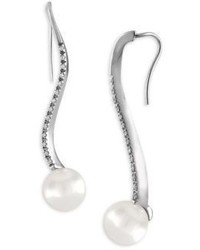 Majorica 10mm White Organic Pearl Crystal Wire Earrings