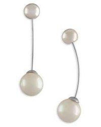 Majorica 10mm White Organic Pearl Drop Earringssilvertone