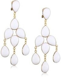Yochi 14k Gold Plated And White Chandelier Clip On Earrings 25