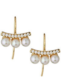 Majorica 18k Vermeil Pave Crystal Pearly Bar Drop Earrings