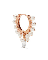 Maria Tash 8mm 14 Karat Gold Pearl And Diamond Hoop Earring