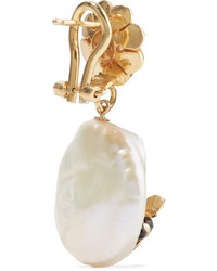 Of Rare Origin Bee Gold Vermeil Pearl And Sapphire Earrings