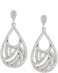 FANTASIA By Deserio Woven Pave Cz Crystal Pear Drop Earrings