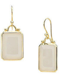 Elizabeth Showers Deco 18k Gold Emerald Cut Moonstone Earrings