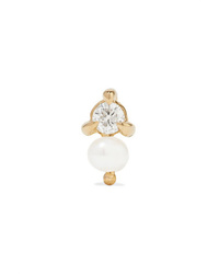 Catbird Dewdrop 14 Karat Gold Pearl And Diamond Earring