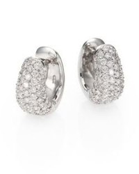 Roberto Coin Diamond 18k White Gold Huggie Hoop Earrings05
