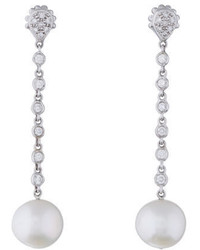 Doris Panos Diamond Pearl Drop Earrings
