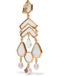 Loulou de la Falaise Gold Plated Multi Stone Clip Earrings