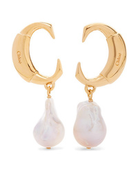 Chloé Gold Tone Pearl Earrings
