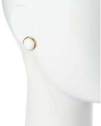 Nakamol Golden Round Agate Stud Earrings White