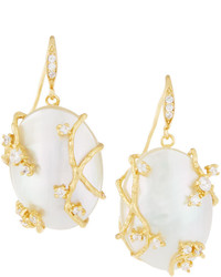 Indulgems Golden Vine Shell Pearl Drop Earrings