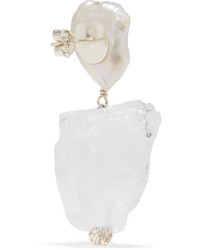 Anita Berisha Iceberg Silver Pearl And Quartz Earrings