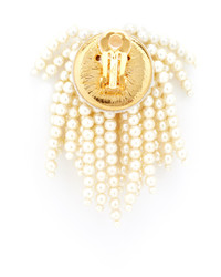 Oscar de la Renta Imitation Pearl Tassel Clip On Earrings
