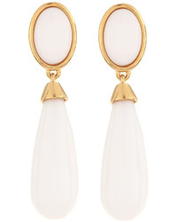 Nakamol Long Golden Double Drop Agate Earrings White