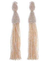 Oscar de la Renta Long Tassel Drop Clip Earrings