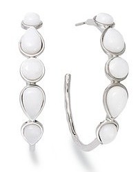 Macy's Sterling Silver Earrings White Agate Hoops