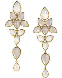 Elizabeth Showers Mariposa 18k Gold Long Milky Quartz Chandelier Earrings