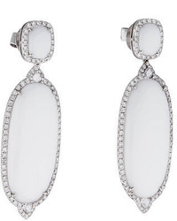 Nigaam White Agate And Diamond Drop Earrings
