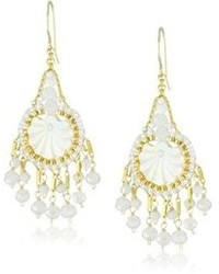 Miguel Ases Opalite Quartz And Shell Small Chandelier Drop Earrings
