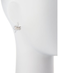Majorica Pave Crystal Pearl Bar Drop Earrings Silver