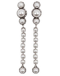 Lanvin Pearly Linear Drop Earrings White