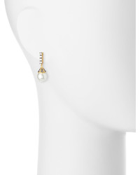 Freida Rothman Pearly Pave Crystal Bar Drop Earrings