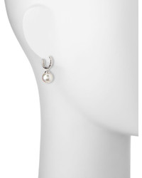 Majorica Silver Huggie Hoop Pearl Drop Earrings