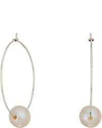 Chan Luu Sterling Silver Hoop Earrings W Single Fresh Water Cultured Pearl Earring