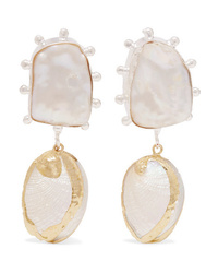 Peet Dullaert Vaia Gold Plated Pearl And Shell Earrings