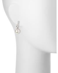Majorica White Pearl Cz Crystal Drop Earrings 10mm