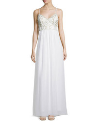 White Embellished Beaded Evening Dress