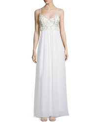 Sue Wong Sleeveless Embellished Bodice A Line Gown White