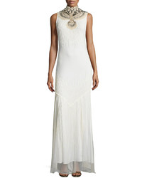 Haute Hippie Sleeveless Embellished Mermaid Gown Antique Ivory