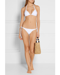 Vix Embellished Macram Trimmed Triangle Bikini Top White