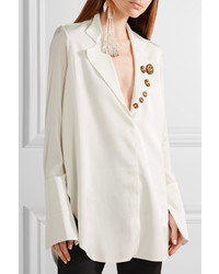 Ellery Mona Lisa Embellished Stretch Silk Satin And Georgette Blouse Off White