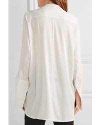 Ellery Mona Lisa Embellished Stretch Silk Satin And Georgette Blouse Off White