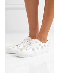 Simone Rocha Bead Embellished Canvas Sneakers White