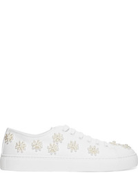 Simone Rocha Bead Embellished Canvas Sneakers White