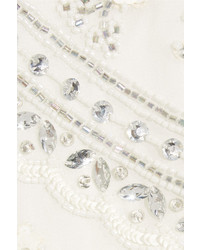 Needle & Thread Bridal Cropped Embellished Chiffon Top Ivory