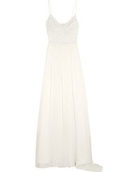 White Embellished Chiffon Dress