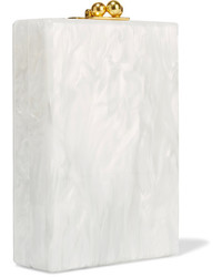 Edie Parker Carol Swarovski Crystal Embellished Acrylic Box Clutch White