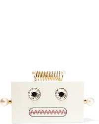Charlotte Olympia Roby Embellished Perspex Clutch Ivory