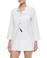 Figue Lisa Embellished Feather Tunic Coverup Clean White