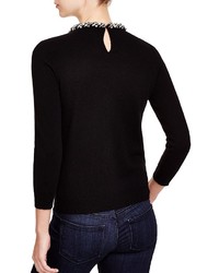 C By Bloomingdales Jeweled Neck Cashmere Sweater
