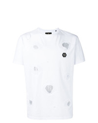 Philipp Plein Crystal Embellished Distressed T Shirt