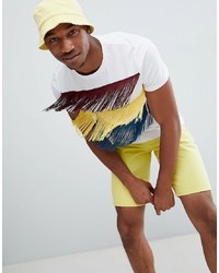 ASOS DESIGN Festival Longline T Shirt With Multicoloured Front Fringing In White