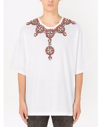 Dolce & Gabbana Rhinestone Embellished Logo Patch T Shirt